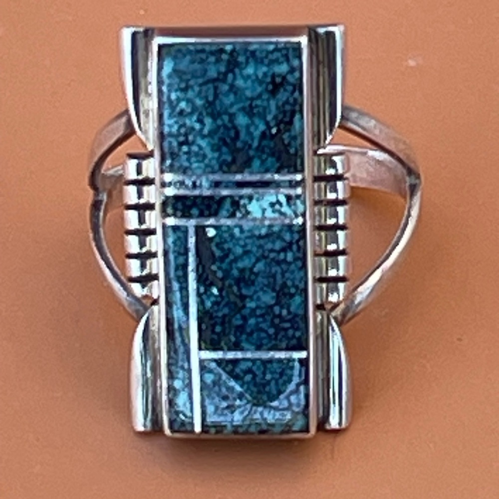 Antonio Yazzie Turquoise & Sterling Inlay Ring